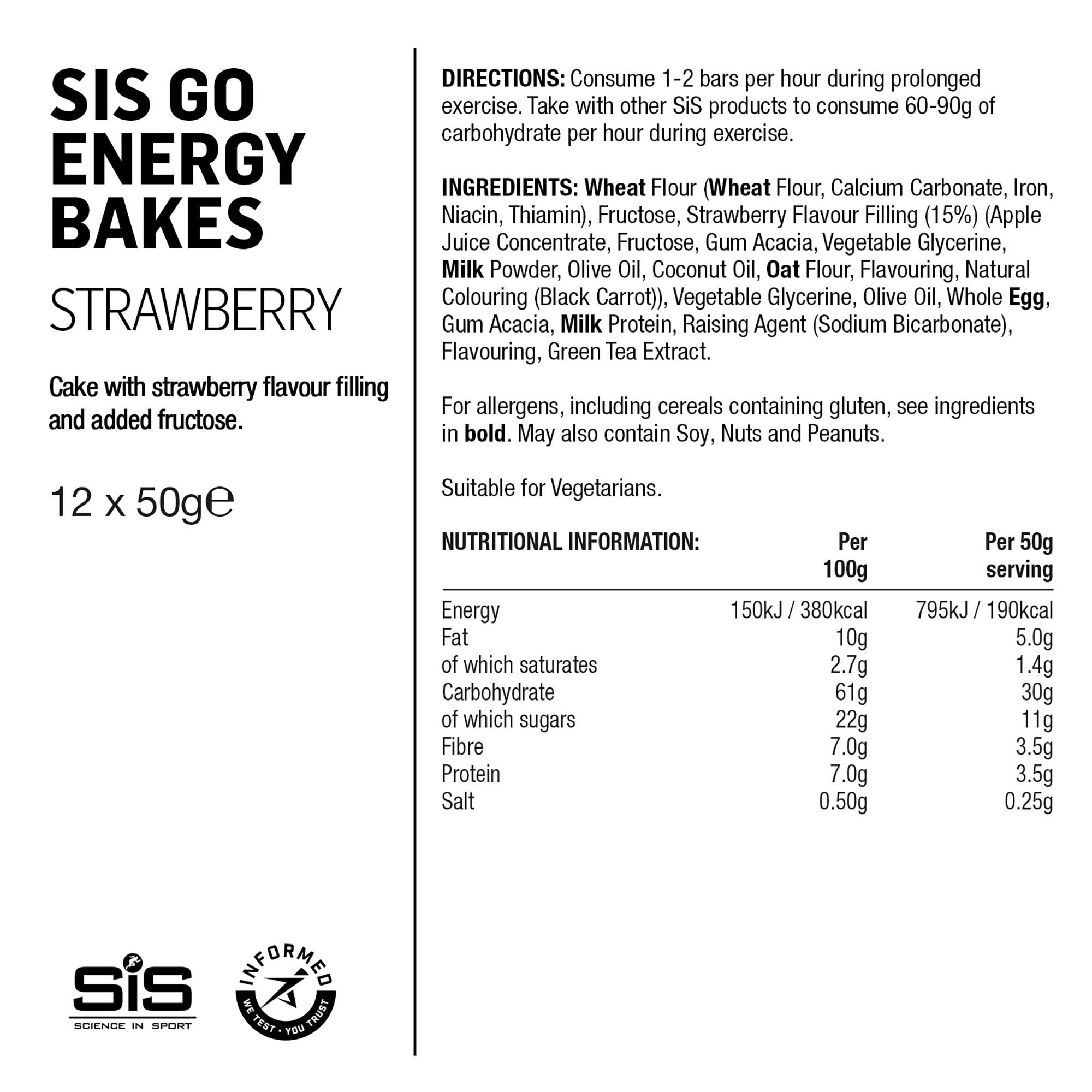 SIS GO Bizcocho Energético 12x50g Fresa #3