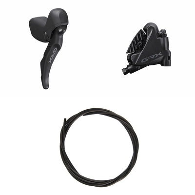 Kit Freno Disco Hidráulico Shimano GRX BR-RX400/ST-RX600 Trasero/Derecho Resina Aletas Sin Adaptador Latiguillo 1700mm Negro #2