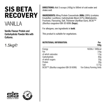SIS BETA Fuel Polvo Recuperador 1.5kg Vainilla #2
