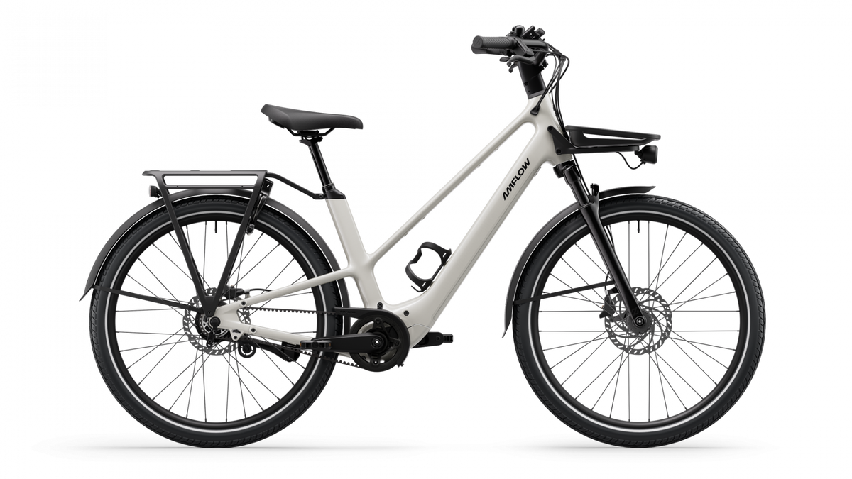 Bicicleta Eléctrica Amflow UE Carbon Pro 600Wh Blanco