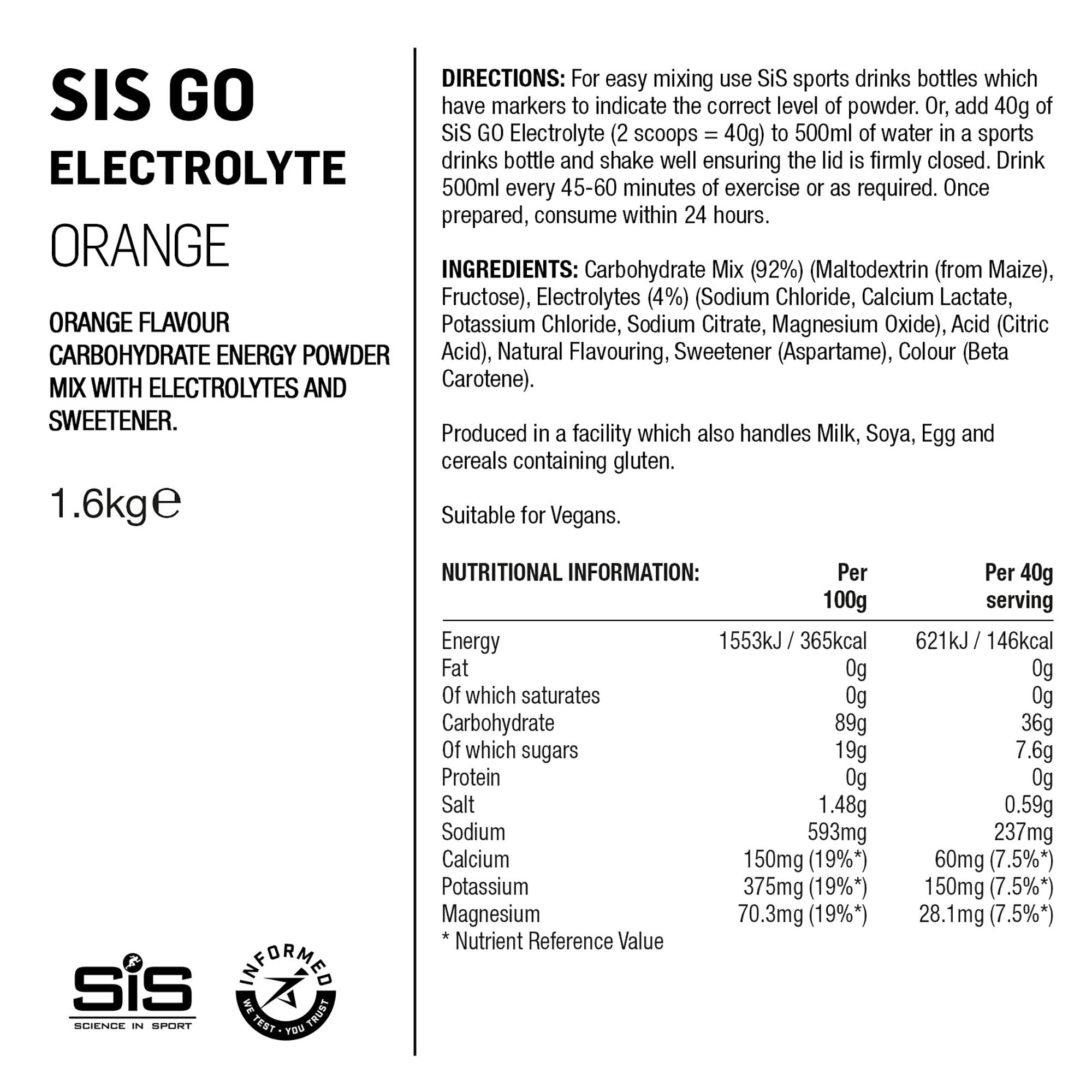 SIS GO Electrolito Bote Polvos 1.6kg Naranja #3