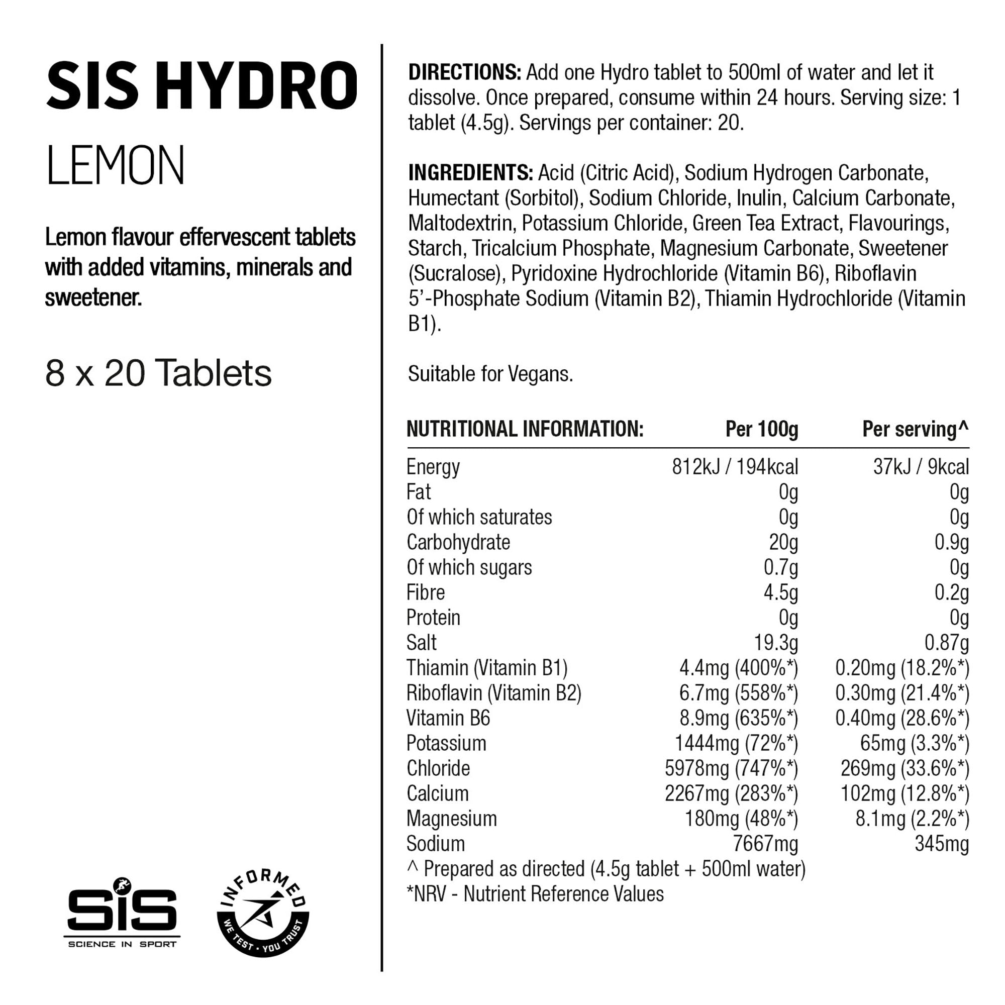 SIS GO Hidratación Pastillas 20x4.5g Limón #3